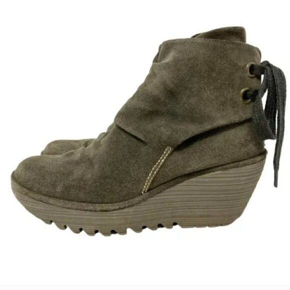 Fly London Yama Slouch Suede Wedge Ankle Boots - Size 7 - Picture 3 of 9
